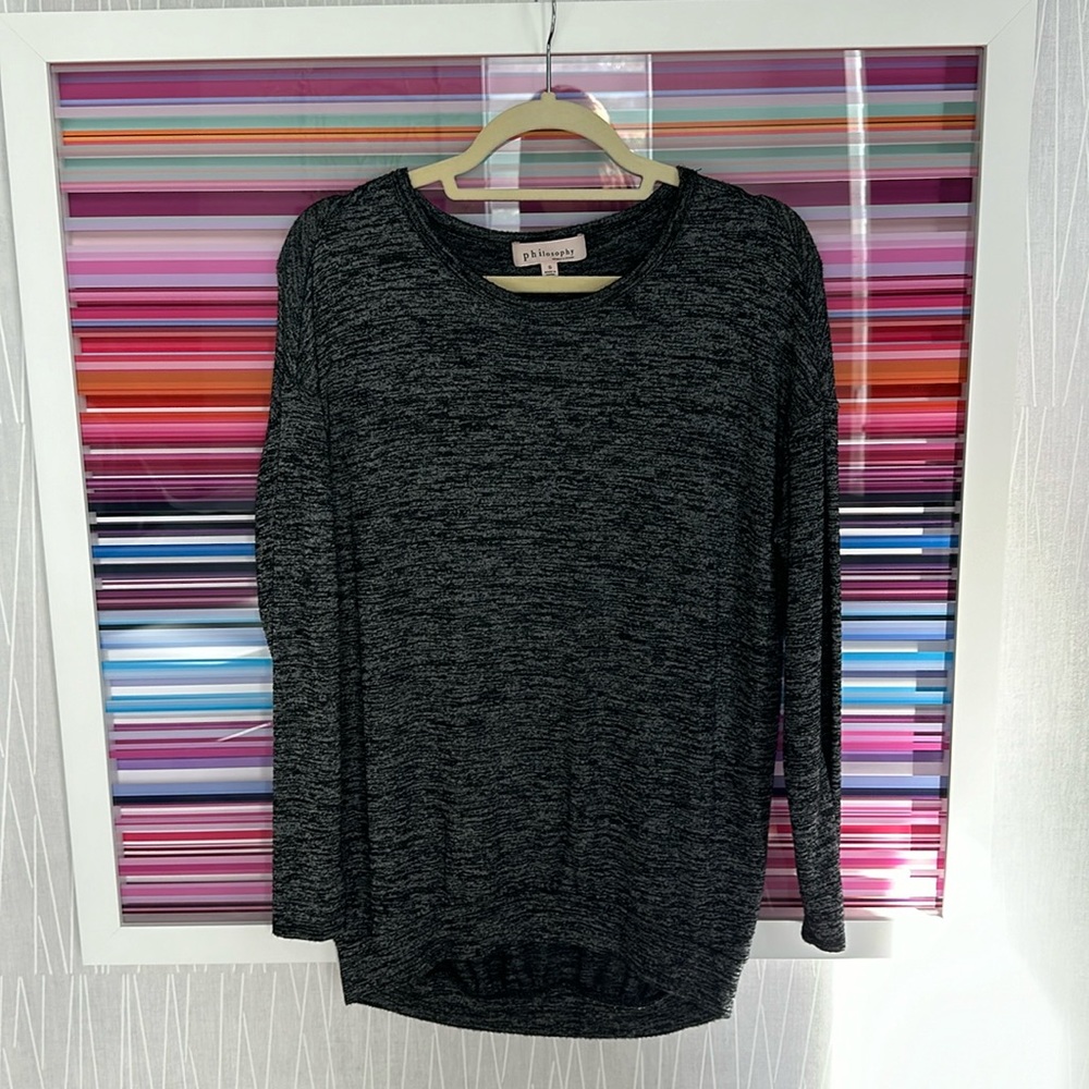 Philosophy Black Marled Sweater Shirt, size Small
